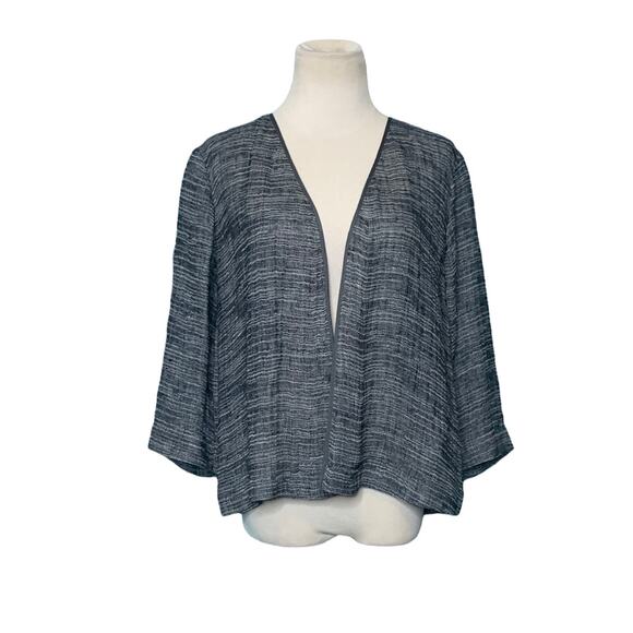 Eileen Fisher black linen open kimono jacket size XXS - Picture 1 of 9